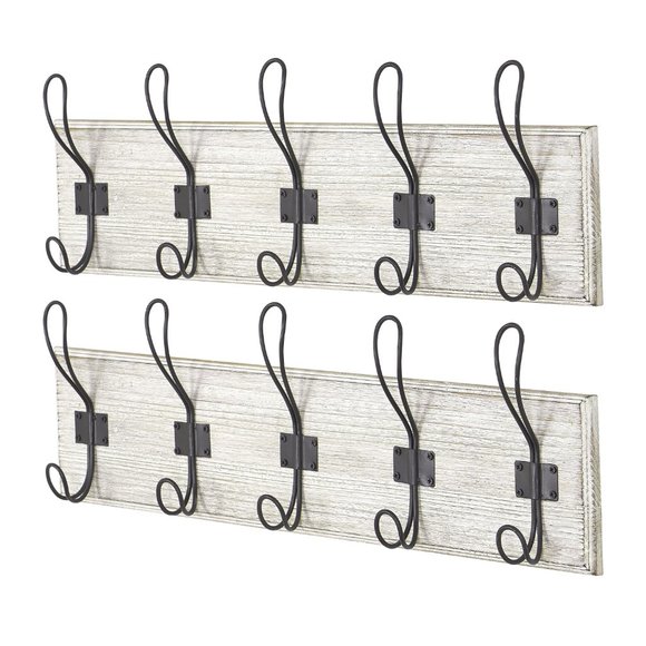 Wooden Oak Coat Rack Vintage Style Victorian Cast Iron Hooks  Coat Hooks